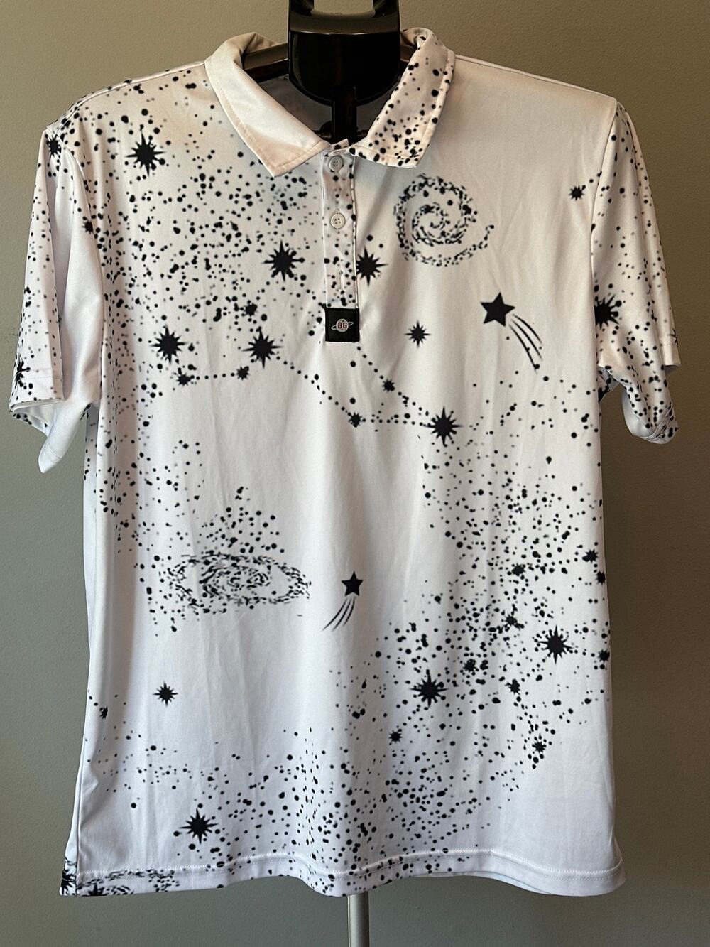 Brotherhood Golf Short Sleeve Polo Shirt Men Large White Splatter Paint